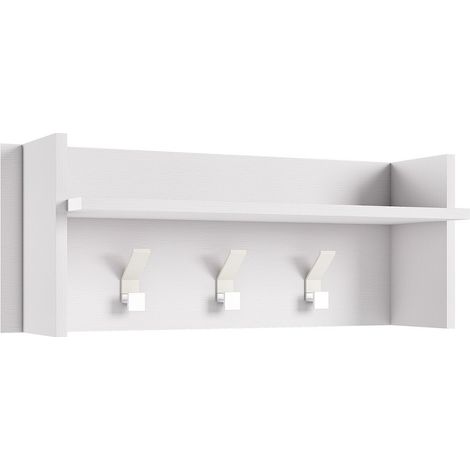 Kleiderbügel 90x29 cm Esche weiß mit einer Ablage und drei Haken - Nantes (1/3)