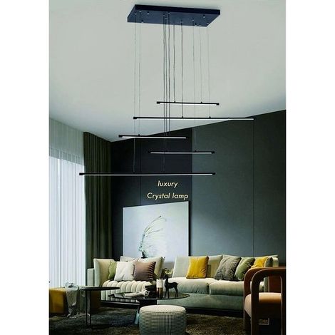 TrAdE Shop Traesio - Lampadario A Sospensione 38w A Led Design Minimal 3 Colorazione Di Luce Lp-43-3c - Nero (1/5)