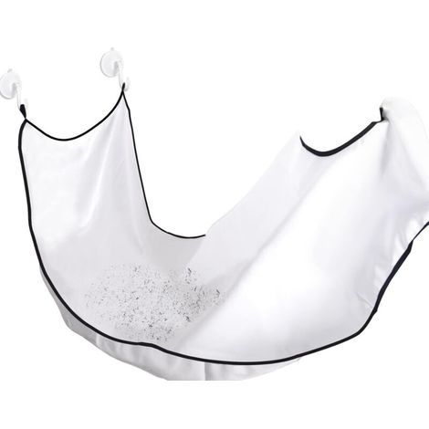 Tablier à barbe capture la barbe et les cheveux, tablier avec ventouses miroir pour garder votre salle de bain propre - Blanc (1/4)