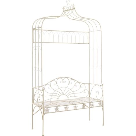 vidaXL Panchina da Giardino 122 cm in Ferro Bianco Anticato (1/5)