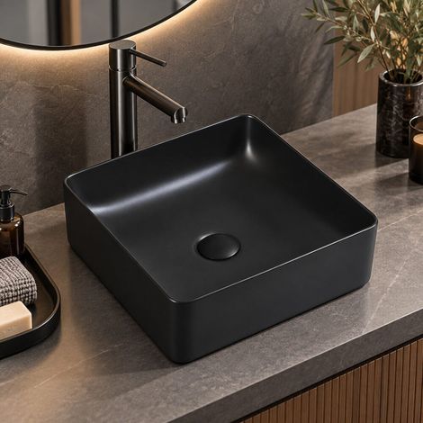 Lavabo negro mate sobre encimera cerámico RIVA 36,5 cm  36.5 x 36.5 cm (1/5)