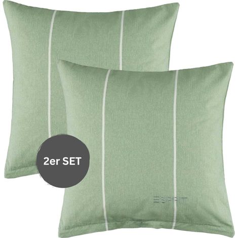 ESPRIT Fundas de cojín Renforcé HARPLINES - Set de 2 40x40 cm, verde