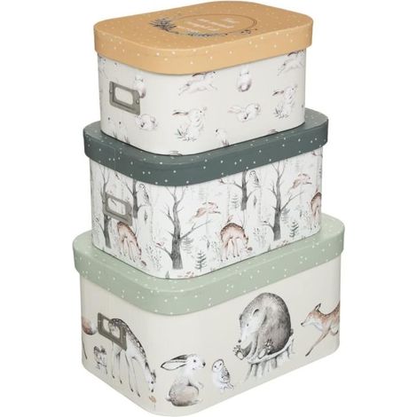 Lot de 3 Boîtes de Rangement Forêt 36cm Multicolore (1/5)