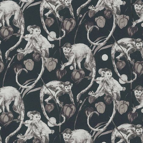 BRICOFLOR Papier peint Noir / Anthracite| Papier peint Gris Bureau Couloir Cuisine Chambre (à coucher) Salon - 10,05 x 0,53 m (1/5)