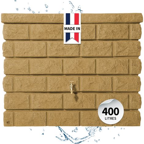 Garantia – Réservoir mural Rocky 400 L – Design imitation pierre – Fixation murale – Résistant aux intempéries et UV – Pour collecte d'eau de pluie (1/5)