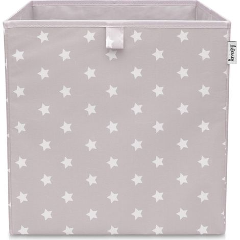 Boîte de rangement avec motif étoilé gris clair - Boîte à jouets avec étoiles adaptée aux étagères cubes - Boîte de rangement pour chambre d'enfant - Panier de rangement comme accessoire - 33 (1/5)