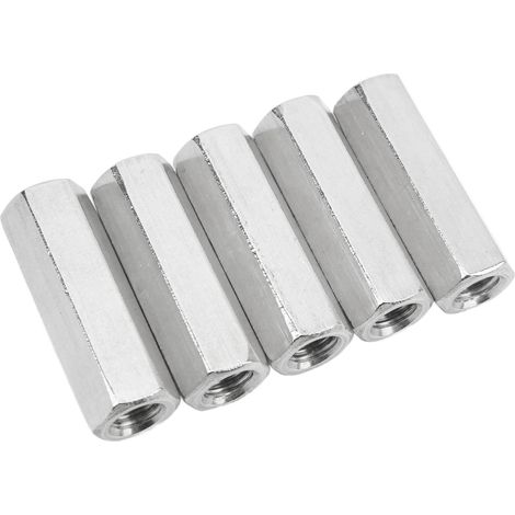 Lot de 5 écrous de raccordement hexagonaux M12x1,75 L60mm en acier inoxydable 304, connecteurs de tige filetée