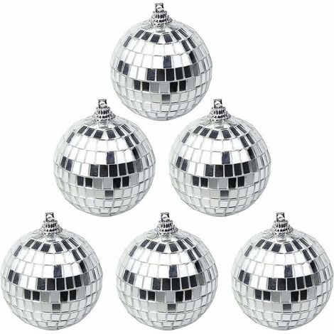 Boule à Facettes Disco Miroir 6 Pièces Décoration Suspendue Pailletée pour Fête Carnaval Années 70 (1/4)
