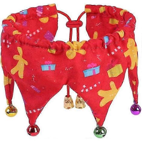 Collier de Noël coloré et ajustable pour chien, convient aux chiens ayant un tour de cou de 20 à 45 cm (rouge) (1/5)