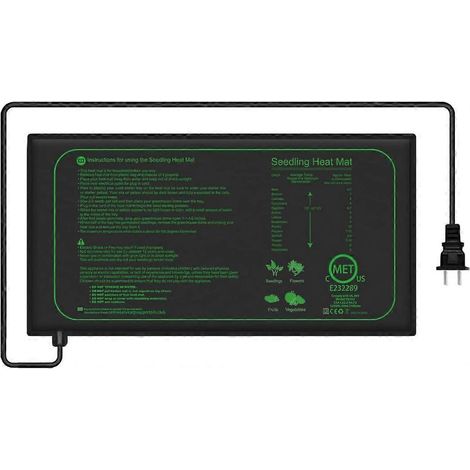 1 tapis chauffant de 21 W pour semis, 25,4 cm x 52,7 cm, étanche, pour la germination des plantes d'intérieur (M) (1/5)