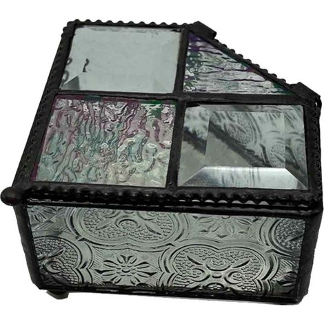Boîte à bijoux, boîte de rangement en verre coloré pour bijoux, bagues et autres petits objets. (1/5)