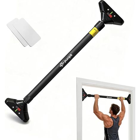 Barre de traction porte de 74 à 95 cm barre de porte équipement de gym domicile tapis de protection murale montage sans vis antidérapant (1/5)