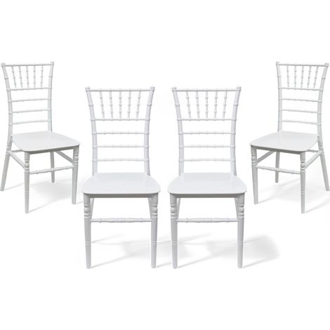 Set di 4 Sedie Tiffany da Ristorante Catering Eventi Lucida Bianco