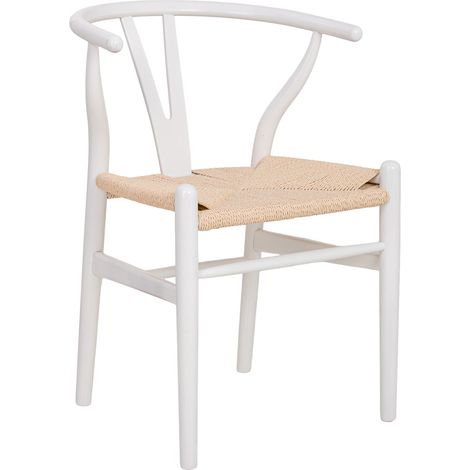 Silla de madera y asiento de cuerda blanca 50x41x44/77cm (1/5)