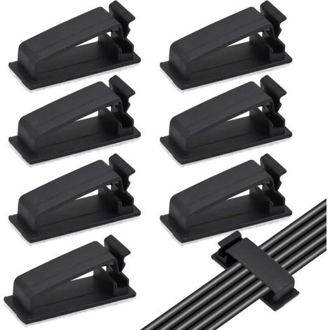 50PCS Noir Clips Câbles Adhésifs, Rangement de Câbles, Gestion de Câble pour Organiseur de Fils Electriques pour câbles Ethernet TV, Chargeur, Voiture, PC, Bureau, Maison, Cordon Électrique- (1/4)