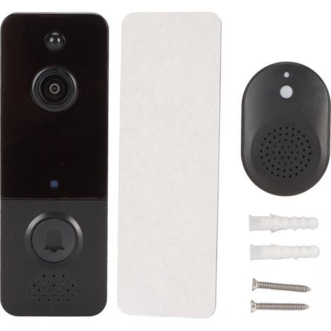 Caméra de Sonnette Vidéo WiFi 720P HD Vision Nocturne IP65 Étanche pour Sécurité Domestique Intérieur Extérieur (1/5)