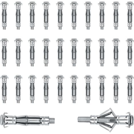 30 Pièce Chevilles, M8 x 52 mm Fixations Murales Creuses, Chevilles à Expansion avec Vis, Galvanisées Cheville, Métalliques Fixations D'ancrage pour Mur Creux (1/5)