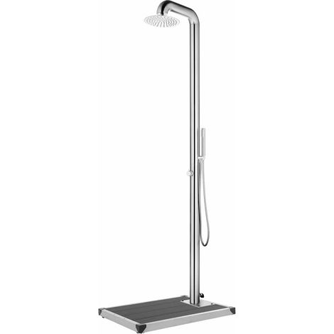 Ducha de jardín con base gris 230 cm acero inoxidable vidaXL (1/5)