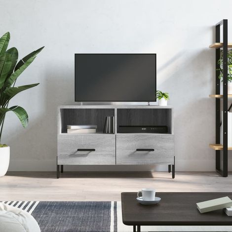 Mueble de TV madera de ingeniería gris 80x36x50 cm