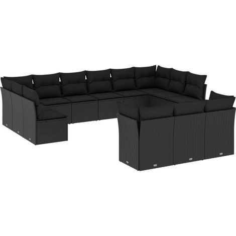 Maison Exclusive - 13-tlg. Garten-Sofagarnitur mit Kissen Schwarz