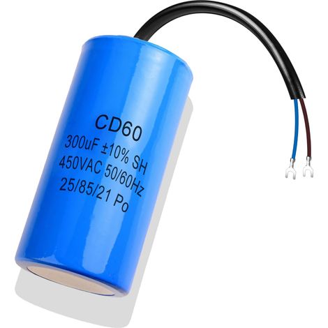 CD60 300uf Condensateur 450V AC 50/60HZ, Condensateur de démarrage, électrique, moteur, avec câble, réfrigérateur, moteur électrique (1/5)