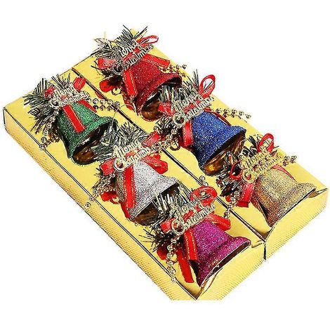 6pcs cloches de Noël pour la décoration du sapin de Noël, cloche à paillettes incassable (1/5)