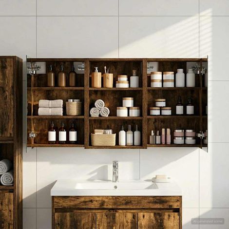 vidaXL Bathroom Cabinet Set 3 pcs 120 x 10.5 x 60.5 cm Engineered wood (1/5)