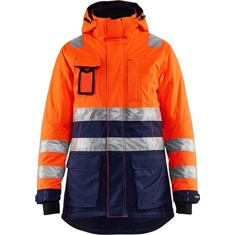 Parka hiver haute-visibilité femme BLAKLADER 4472 - Orange / Bleu foncé - S (1/2)