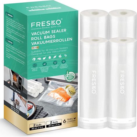 Sac Sous Vide Alimentaire, 2 Rouleaux 20x600cm+2 Rouleaux 28x600cm, Sacs de Conservation Réutilisables pour Congélateur, Compatible Machine de Mise Sous Vide (1/5)