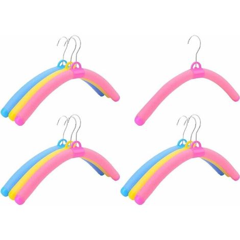 10 pièces de cintres en éponge antidérapants - Couleurs aléatoires - Cintres multi-usages organiseurs peu encombrants pour manteaux, pardessus, pulls, T-shirts, etc. (1/5)