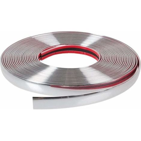 Bande Chromée Adhésive Auto 10mm x15m, Baguette Décorative Voiture, Rouleau Chrome Styling, Bande Autocollante Extérieur, Pièce Rechange Auto, Kit 1 Rouleau (1/5)