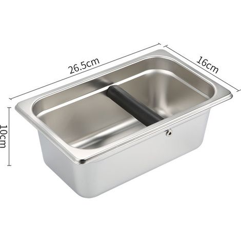 Bac à marc café inox grande capacité, knock box barista robuste (1/4)