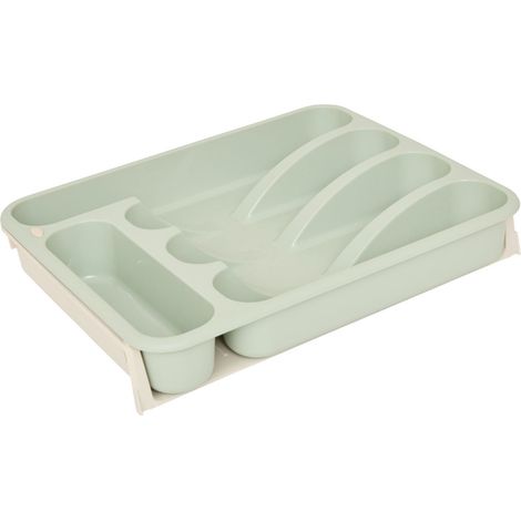 Organizador de cubiertos extensible de polipropileno verde (1/5)