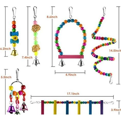 Ensemble de jouets pour perroquet  Set Toys Ensemble de 6 jouets pour oiseaux