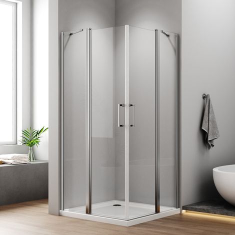 Duschkabine 120x120cm Pendeltür Eckeinstieg Duschkabine Schwingtür mit Fester Segment Eckdusche Duschkabine Pendeltür Dusche Duschabtrennung Duschwand 6mm Nano ESG Glas Höhe 185cm (1/5)