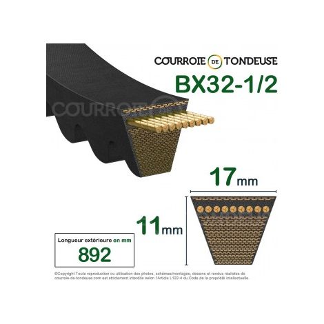 Courroie type trapézoïdale crantée BX32-1/2