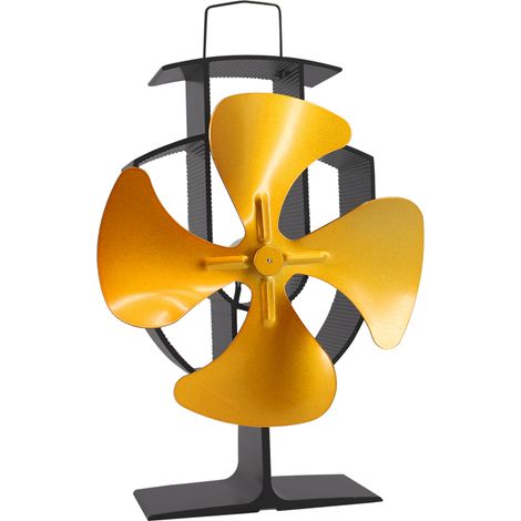 Lincsfire Upgrade 4 Blade Heat Powered Stove Fan for Wood/Log Burner Fireplace - Eco Friendly and Efficient Fan (Gold)