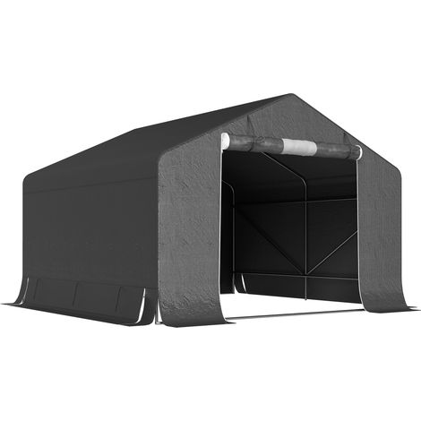 Garage Moto per Esterno Portaoggetti 3x3 m con Porta e Prese d'Aria Avvolgibili in PE Impermeabile Grigio Scuro (1/5)