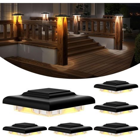 Lot de 2 lampes solaires pour poteaux, étanches, 3 modes de couleur , compatibles avec les poteaux de quai, de clôture et en bois de 10 x10cm (1/5)