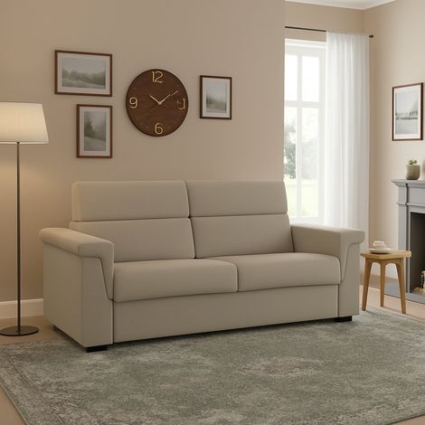 Zweisitzer Schlafsofa Tenna, Abziehbar, mit Stauraum, Made in Italy, Klappöffnung, 185x95 cm Beige (1/5)