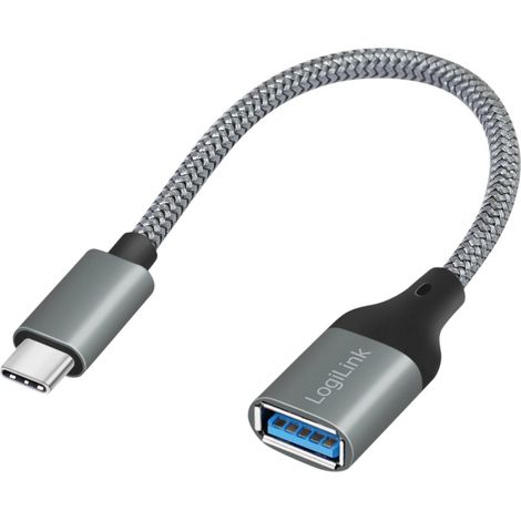 Adattatore Logilink OTG 3.2 Gen1 da USB-C a USB-A, 5 Gbit/s, 15 cm, in alluminio. (1/5)