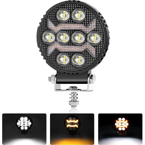 Lampe diode LED universelle et puissante — phare avec lumière blanche et DRL jaune, 1500 lm, pour camion, tracteur, arceau (roll