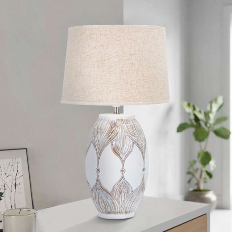 Tischlampe Batabaga, benötigt 1 Leuchtmittel, Fassung E27, Lampenschirm, Weiß (1/5)