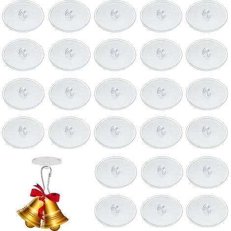 Lot de 30 crochets de plafond autocollants - Sans perçage - Crochet mural sans perçage - Pour cuisine, salle de bain, mur, porte, plafond (3 cm) (1/5)