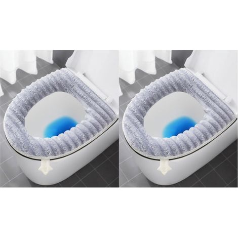 Juego de 2 fundas para asiento de inodoro más gruesas y suaves para el baño, lavables y cálidas, con cremallera y asa. (1/5)