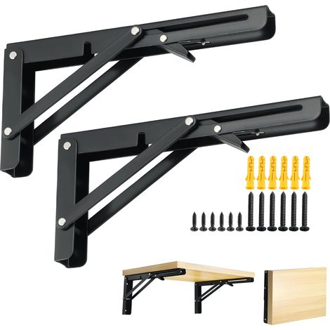 Supports d' Étagère Murale de 25 CM, en Inox, Pliable de 90° Supports d' Étagère Murale pour Chambre/Salle de Bain/Cuisine, Equerre Etagere Murale (1/5)