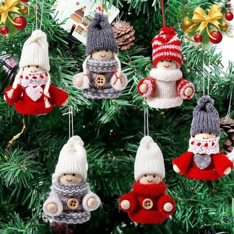 8Pcs Lutins Suspensions pour Sapin de Noël, Mini Bonhommes Tricotés Pendentif de Ange Decoration de Noel pour Sapin (1/4)