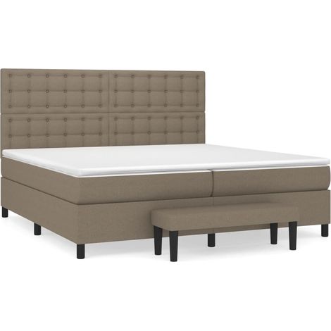 Maison Exclusive - Cama box spring con colchón tela gris taupe 20