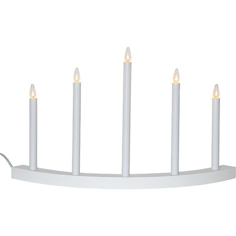 Arche en bois Star Trading « Accent », blanche, 5 ampoules, ampoule E10, blanc chaud, H 36 cm, L 60 cm