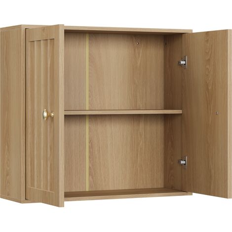 Armadio da bagno sospeso a 2 ante in MDF e truciolato colore rovere (1/5)